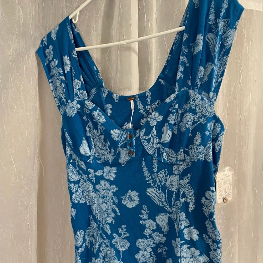 floral blue free people tank